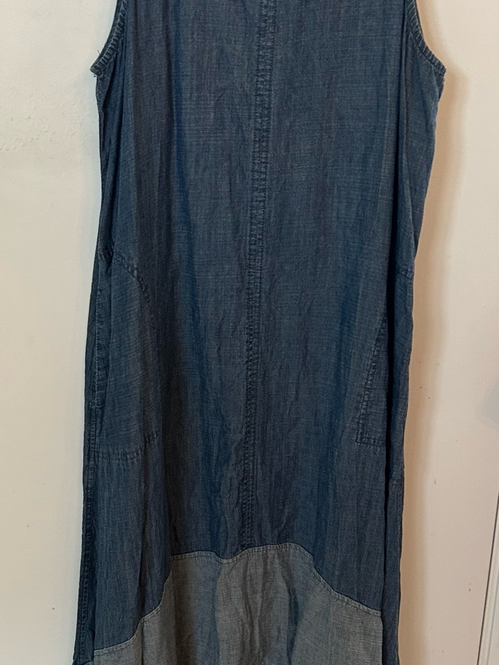 Sleeveless Asymmetrical Indigo Denim Dress